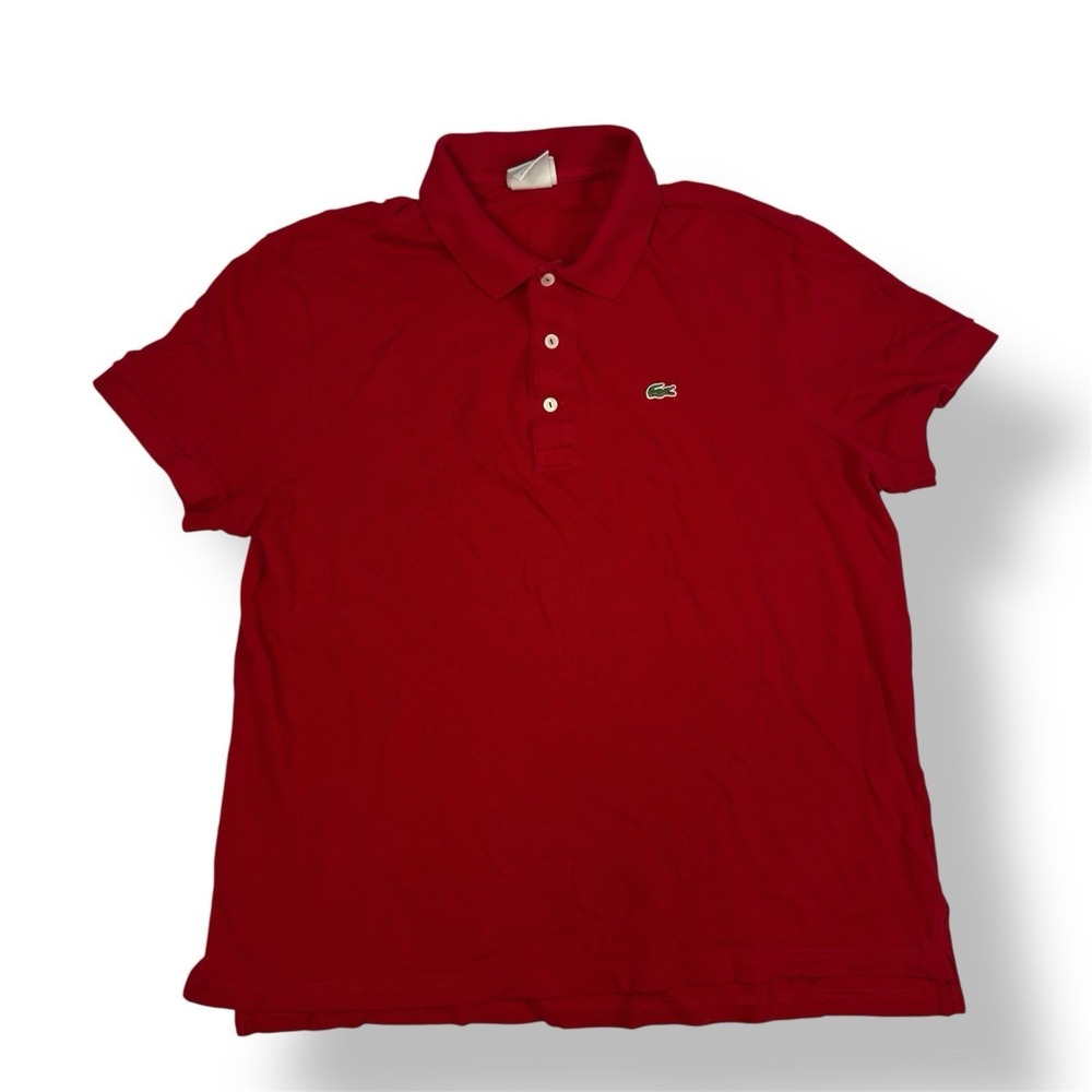 Vintage Lacoste Polo Shirt‎ Kids Size XL (7) Classic Fit Pima Cotton Red